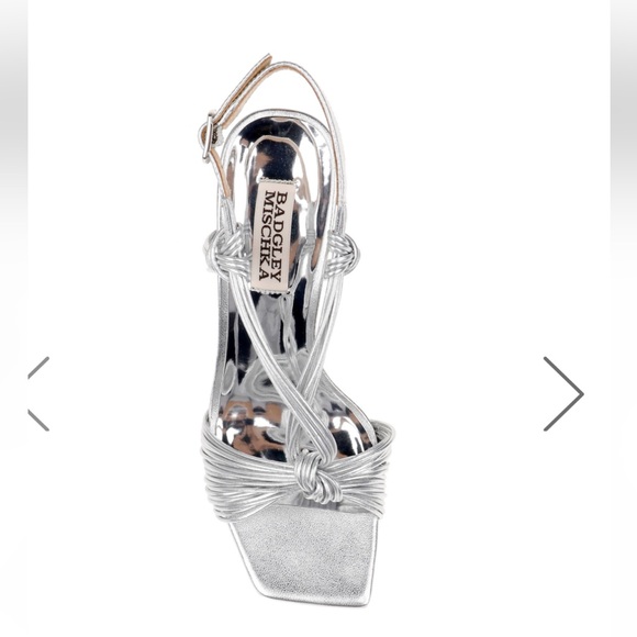 BADGLEY MISCHKA
Carmine Leather Knot-Detail Slingback Sandal SILVER SZ 7 - Picture 8 of 17